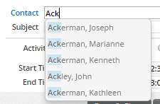 Contact autocomplete
