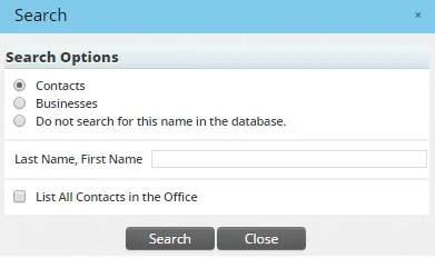 Contact Search Options dialog