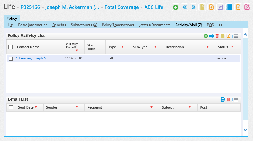 Activity/Mail content link