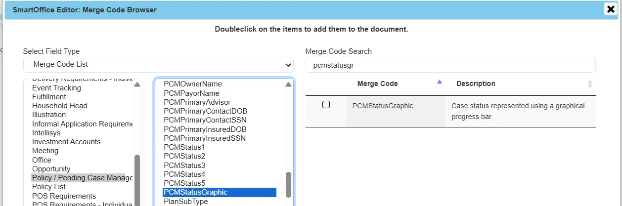 Sample correspondence with graphical case status bar
